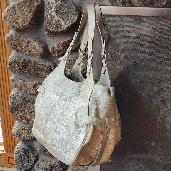 Lauren Ralph Lauren Pearl Shimmer Leather Hobo Shoulder Bag - Picture 9 of 16
